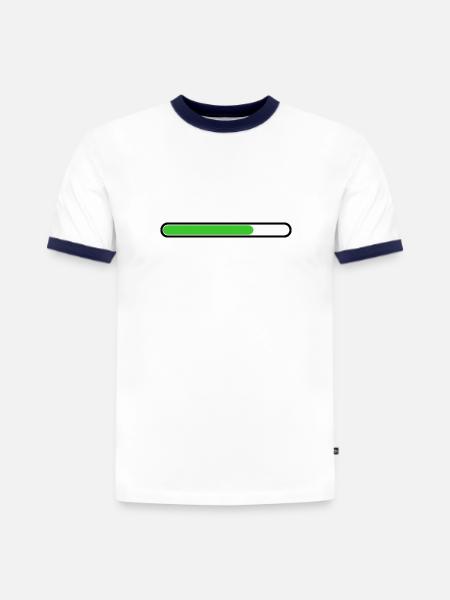 Loading bar Black Green - Slim Fit Men's Organic Contrast T-Shirt - white/navy