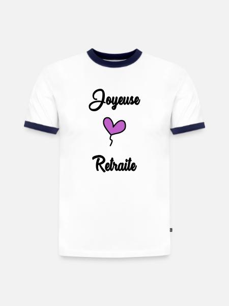 COLLEAGUE. START. RETIREMENT - Slim Fit Men's Organic Contrast T-Shirt - white/navy