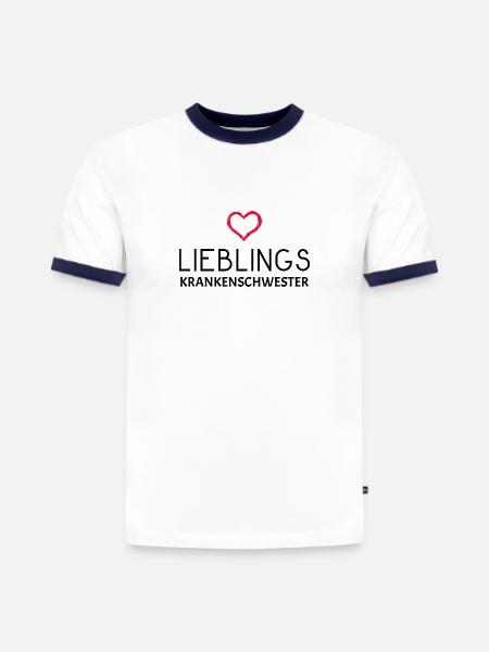 Krankenschwester - Slim Fit Männer Organic Contrast T-Shirt - Weiß/Navyblau