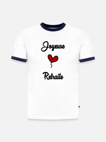 JOYEUSE RETRAITE - T-shirt contrasté homme slim fit en coton bio - blanc/bleu marine