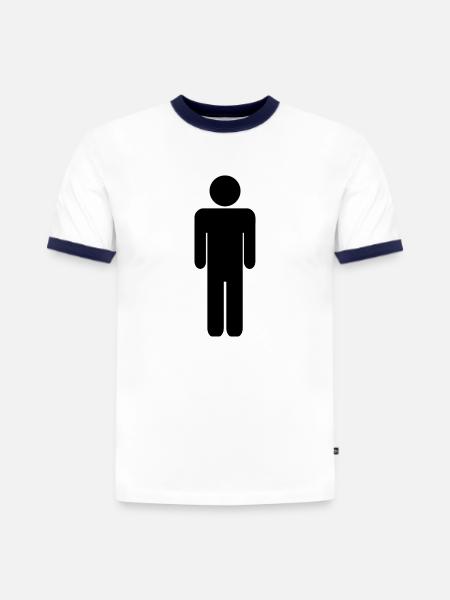 Mann - Slim Fit Männer Organic Contrast T-Shirt - Weiß/Navyblau