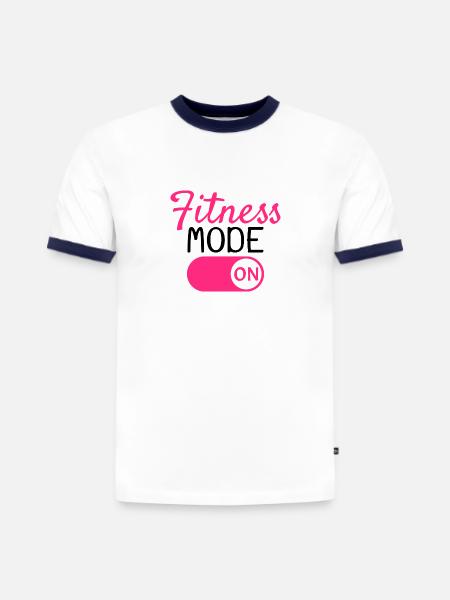 Mode fitness activé - T-shirt contrasté homme slim fit en coton bio - blanc/bleu marine