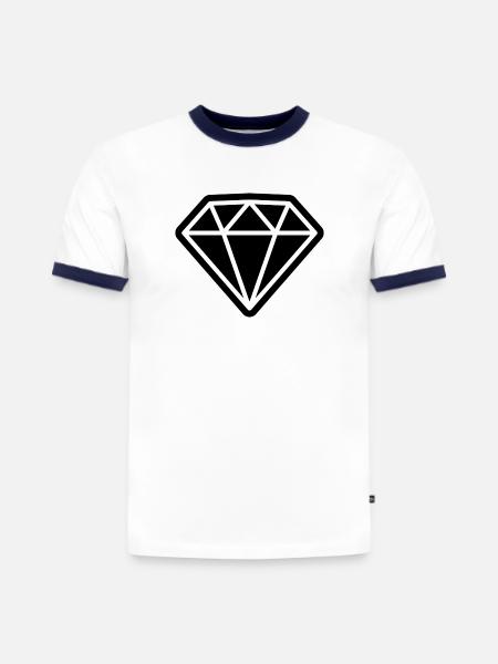 Diamond icon - Slim Fit Men's Organic Contrast T-Shirt - white/navy