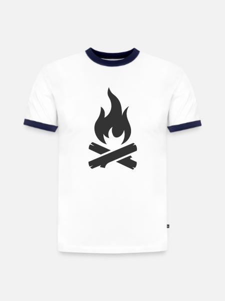 Campfire logo symbol - Slim Fit Men's Organic Contrast T-Shirt - white/navy