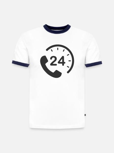 24/7 h Service - Slim Fit Men's Organic Contrast T-Shirt - white/navy