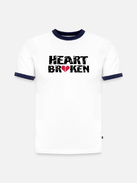 Herz <3Broken - Slim Fit Männer Organic Contrast T-Shirt - Weiß/Navyblau