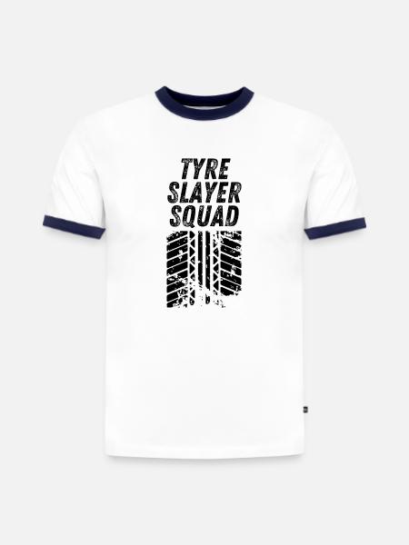 Reifentöter-Kader - Slim Fit Männer Organic Contrast T-Shirt - Weiß/Navyblau