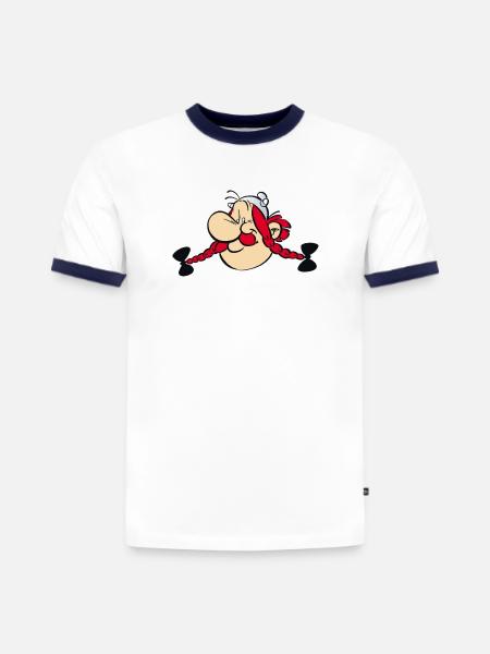 Asterix & Obelix - Obelix Face - Slim Fit Men's Organic Contrast T-Shirt - white/navy