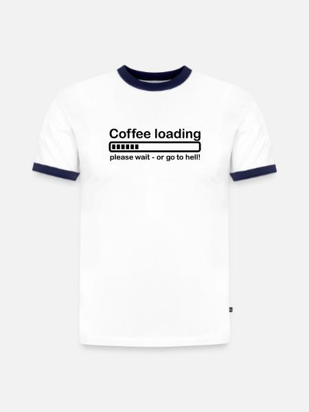 Coffee loading - Slim Fit Men's Organic Contrast T-Shirt - white/navy