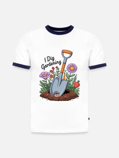 I Dig Gardening - Slim Fit Men's Organic Contrast T-Shirt - white/navy