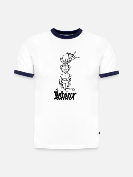Asterix & Obelix - Modello Asterix - T-shirt slim fit da uomo con dettagli a contrasto in cotone biologico - bianco/blu navy