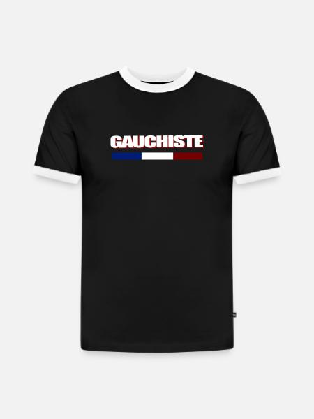Gauchiste - T-shirt contrasté homme slim fit en coton bio - noir/blanc