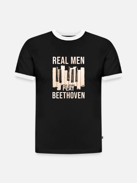 Beethoven - T-shirt contrasté homme slim fit en coton bio - noir/blanc