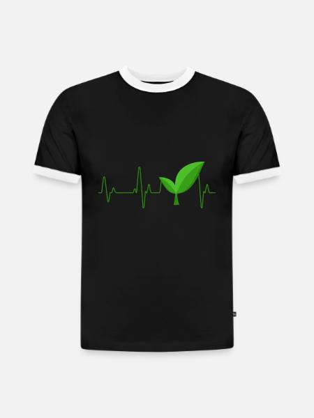 Vegan - Slim Fit Men's Organic Contrast T-Shirt - black/white