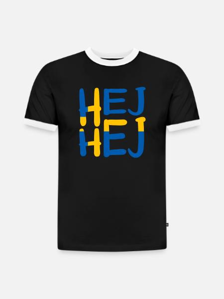 HEJ HEJ SCHWEDEN - Slim Fit Männer Organic Contrast T-Shirt - Schwarz/Weiß