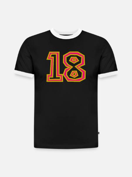 18 - Slim Fit Männer Organic Contrast T-Shirt - Schwarz/Weiß