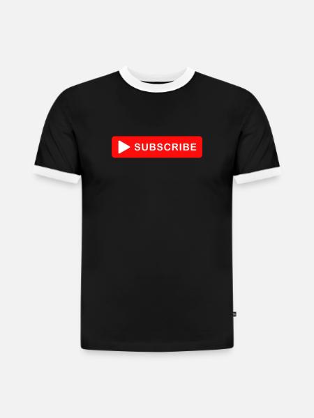 Subscribe Button Click Icon Design - Slim Fit Men's Organic Contrast T-Shirt - black/white
