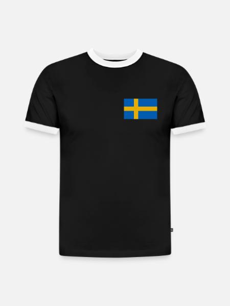 Schweden Flagge - Slim Fit Männer Organic Contrast T-Shirt - Schwarz/Weiß