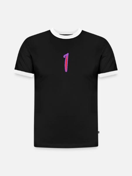1 - Slim Fit Men's Organic Contrast T-Shirt - black/white