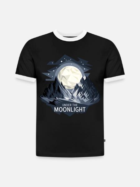 Under The Moonlight - Slim Fit Men's Organic Contrast T-Shirt - black/white