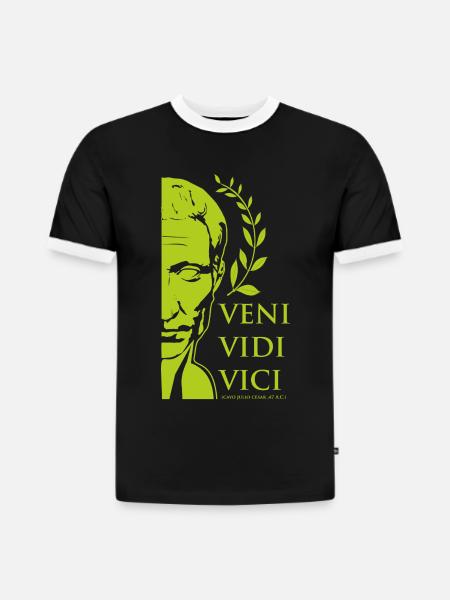 GREEN CAESAR - Slim Fit Men's Organic Contrast T-Shirt - black/white
