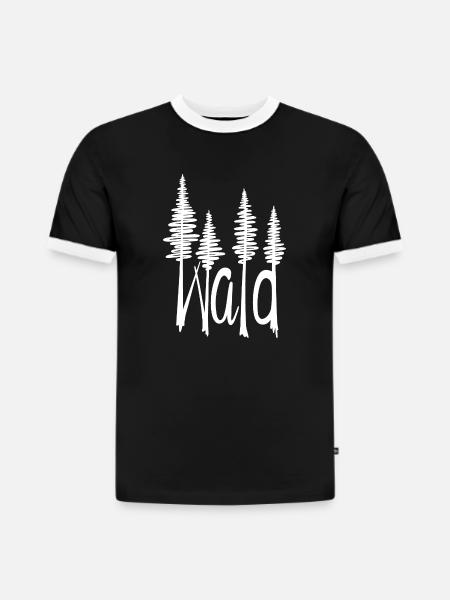 Forest - Slim Fit Men's Organic Contrast T-Shirt - black/white
