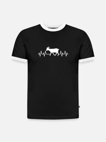 Herzschlag der Ziege - Slim Fit Männer Organic Contrast T-Shirt - Schwarz/Weiß