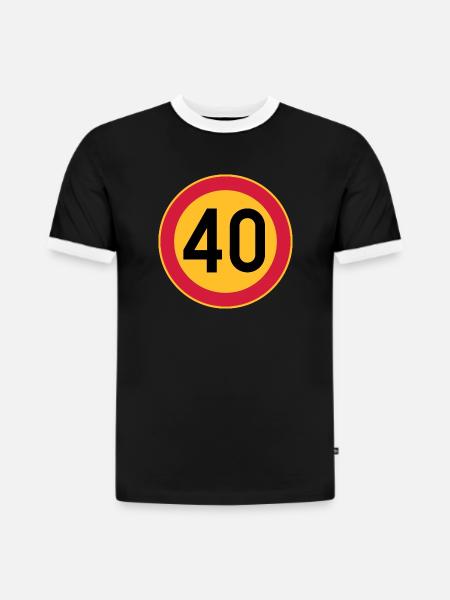 40. Geburtstag Geschwindigkeitsbegrenzungsschild 40 - Slim Fit Männer Organic Contrast T-Shirt - Schwarz/Weiß