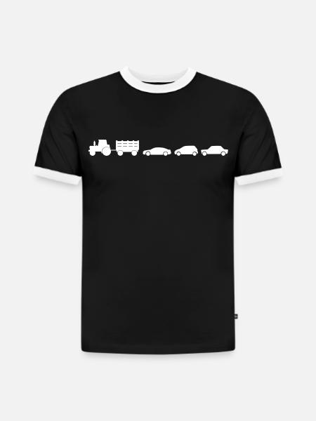Traktor Anhänger Autos - Slim Fit Männer Organic Contrast T-Shirt - Schwarz/Weiß