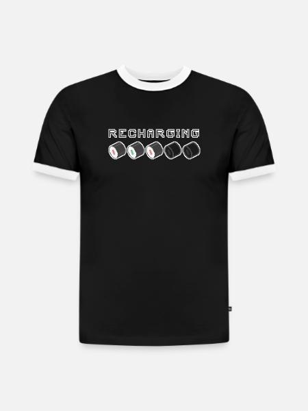 Rechargement Pixel Sushi - T-shirt contrasté homme slim fit en coton bio - noir/blanc