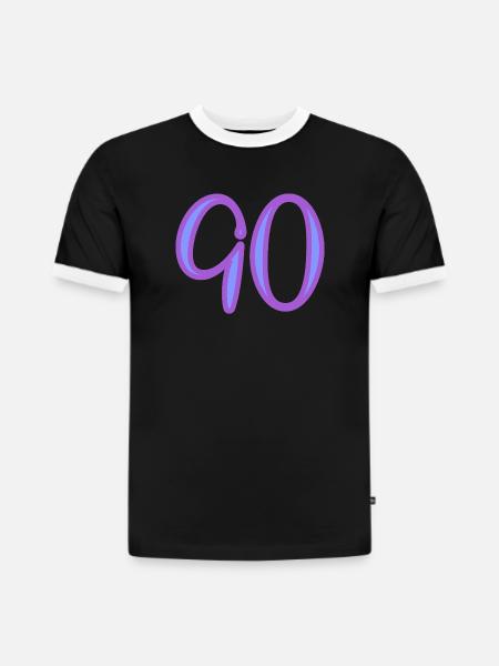 90 - Slim Fit Männer Organic Contrast T-Shirt - Schwarz/Weiß
