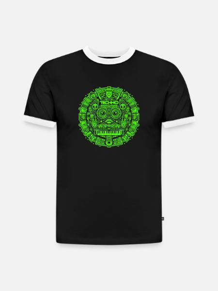 Techno Music Logo - Slim Fit Männer Organic Contrast T-Shirt - Schwarz/Weiß