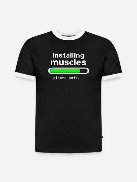 installing muscles - T-shirt contrasté homme slim fit en coton bio - noir/blanc