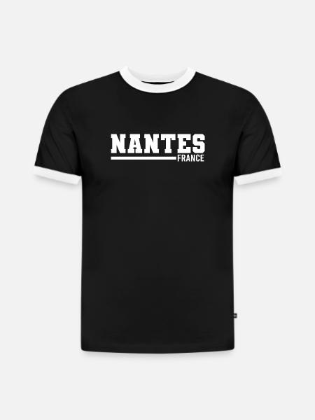 Nantes | France - Slim Fit Men's Organic Contrast T-Shirt - black/white