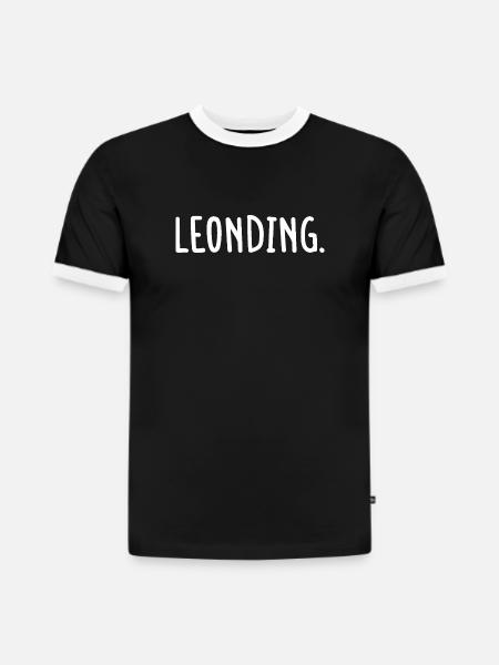 Leonding Österreich - Slim Fit Männer Organic Contrast T-Shirt - Schwarz/Weiß