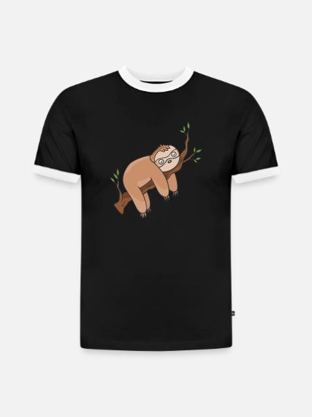 sloth - Slim Fit Men's Organic Contrast T-Shirt -
