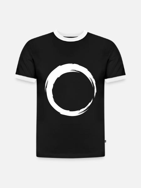 Circle line icon white - Slim Fit Men's Organic Contrast T-Shirt - black/white