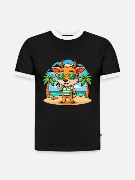 Antelope Funny Cartoon Summer Beach Sunglasses - Slim Fit Men's Organic Contrast T-Shirt -
