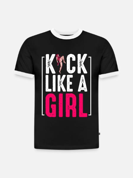 Kickboxing - Slim Fit Men's Organic Contrast T-Shirt - black/white