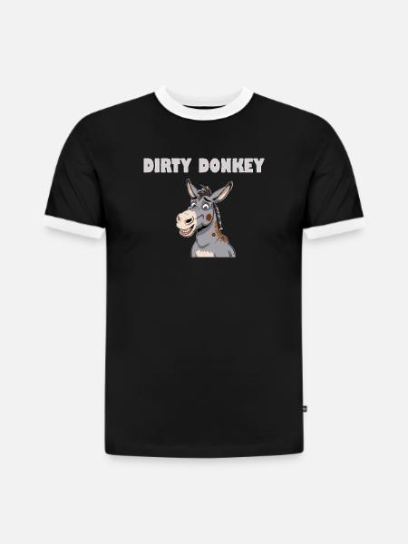DIRTY DONKEY - Slim Fit Männer Organic Contrast T-Shirt - Schwarz/Weiß