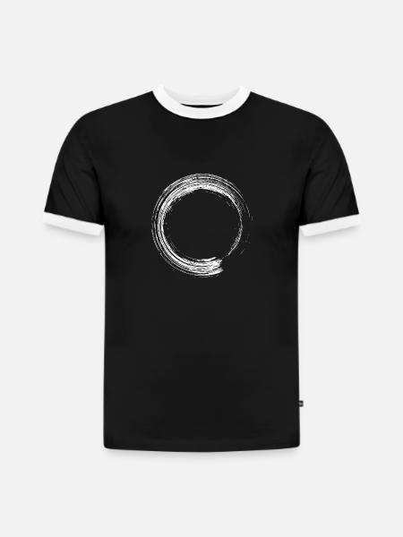 Circle design brush icon white - Slim Fit Men's Organic Contrast T-Shirt - black/white