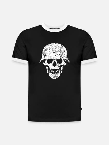 Skull helmet / Skull beads - Slim Fit Men's Organic Contrast T-Shirt - black/white