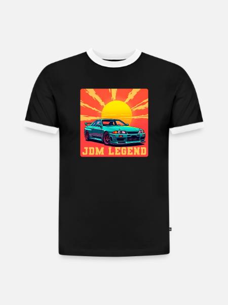 JDM Legend Sunrise - Slim Fit Men's Organic Contrast T-Shirt - black/white