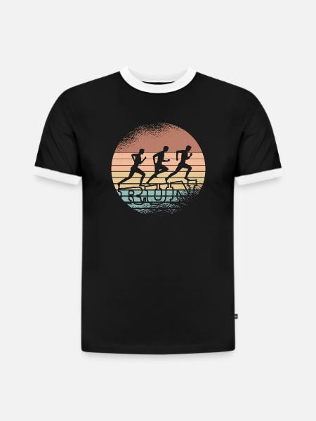 Retro Sunset Runner Trio - Slim Fit Men's Organic Contrast T-Shirt - black/white