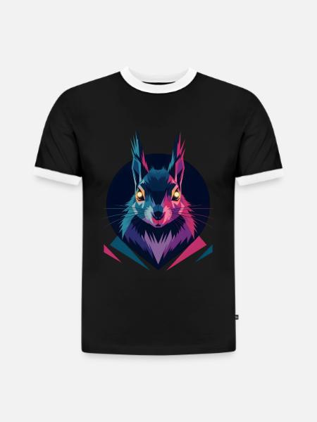 Low-poly Squirrel - Slim Fit Men's Organic Contrast T-Shirt -