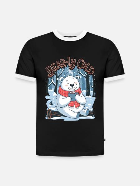 Bear-ly Cold - Slim Fit Men's Organic Contrast T-Shirt - black/white