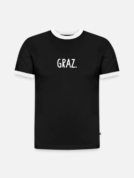 Graz Österreich Fancy - Slim Fit Männer Organic Contrast T-Shirt - Schwarz/Weiß
