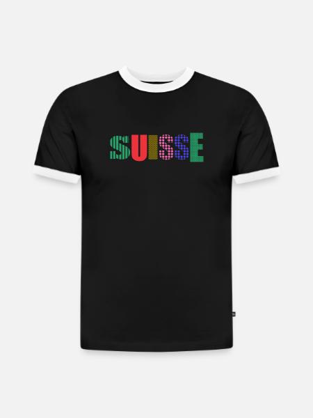 SUISSE - T-shirt contrasté homme slim fit en coton bio - noir/blanc