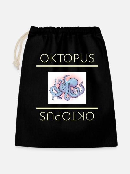 Oktopus - Geschenkbeutel aus Baumwolle (40 x 50 cm) - Schwarz