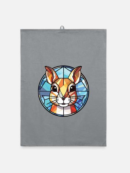 Chipmunk bunte Aquarell-Tierillustration - Organic Geschirrtuch - Grau - Vorne